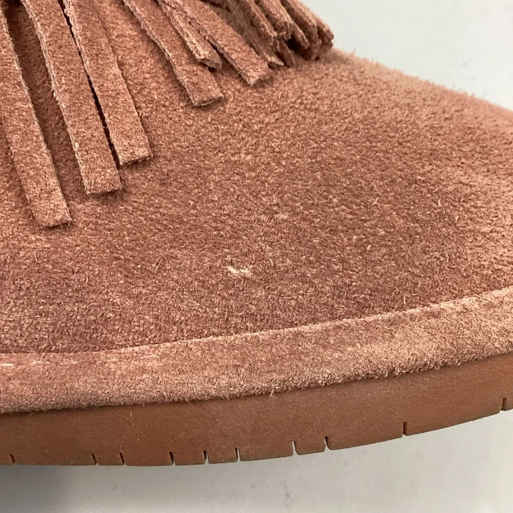 Bearpaw Christie Wide Suede Sheepskin Pink Winter Ankle Boots Booties
